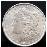 1889 Morgan silver dollar