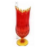 MCM amberina 10in thumbprint handkerchief vase