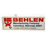 Vtg metal 14x4.5 Behlen Manufacturing Neb. sign