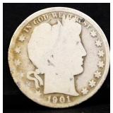 1901O barber half dollar