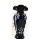 Fenton signed black medallion vase
