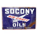 Vtg porcelain 30x20 Socony Aircraft Oils sign