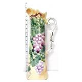 Porcelain 17in tankard pitcher w/ grapes