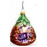 Glass Christmas elves on tree ornament