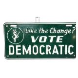 Vntg metal Vote Democratic license plate