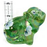 Fenton green apple stretch pig w/ flowers figure