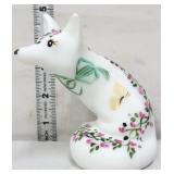 Fenton Worstell white satin fox w trailing flowers