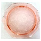 Pink depression open rose cake plate