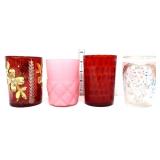 Lot of 4 vintage colored drinking glasses see pics