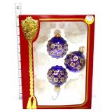 3 Victoria Collection glass ornaments in org box