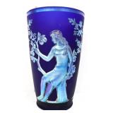 Fenton blue favrene seasons lady vase