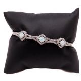 FIRE OPAL BANGLE BRACELET, LAB CREATED