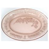 Vntg pink depression cabbage rose oval platter