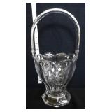 Vntg Heisey basket with etched flowers