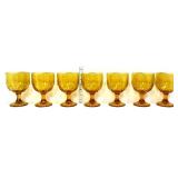 Lot of 7 amber glass goblets