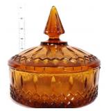 Vntg princess amber covered candy dish