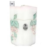 Fenton satin trinket jar w/ pink flowers