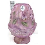 Fenton violet iridescent floral fairy lamp
