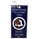 Vntg porcelain 3.5x7.75 Underground Telephone sign
