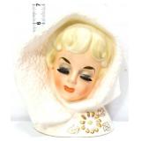 Vntg 6in Rubens blonde lady head vase