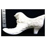Milk glass daisy & button shoe