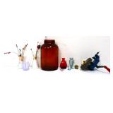 Mixed estate lot, inc hairpins and amber glass jar
