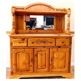 Vintage pine 2 piece mirror back sideboard see pic