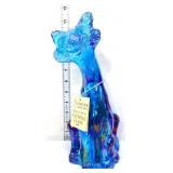 Fenton 12in blue carnival alley cat figure
