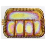 Vntg amber carnival divided relish tray
