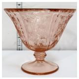 Vtg pink depression cabbage rose candy dish no lid