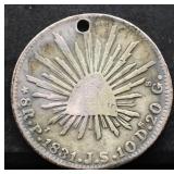1831 Mexican silver 8 reales coin