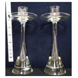 Pair 6.5in clear Aurora candleholders