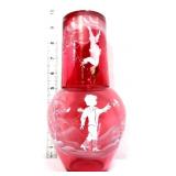 Cranberry Mary Gregory style tumble up set see pic