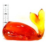 Rainbow art glass amberina whale figure