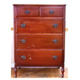 Vintage mahogany 2 over 3 tall chest see photos