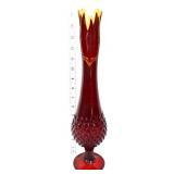 Fenton15in amberina hobnail base swung vase