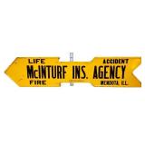 Vntg metal 27.5x6 McInturf Insurance arrow sign