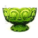 Vntg green moon & stars pedestal bowl