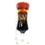 Vintage cranberry glass chalice, gold accents