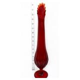 Vntg LE Smith 16in amberina swung vase