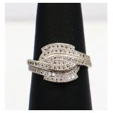 Sterling white sapphire pave ring, lab created