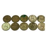 Lot of 10 Mexican peso coins