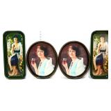 Lot of 4 metal Coca Cola girl trays