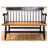 Vintage black/natural stenciled bench
