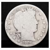 1906D barber half dollar