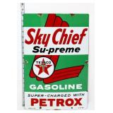 1959 porcelain 12x18 Sky Chief Petrox pump plate