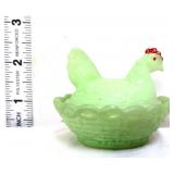 Vintage jade mini hen on nest