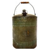 Vintage bale handle metal oil can with spout