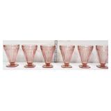 6 pink depression Adam footed goblets