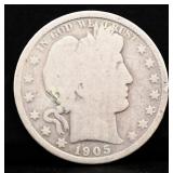 1905O barber half dollar